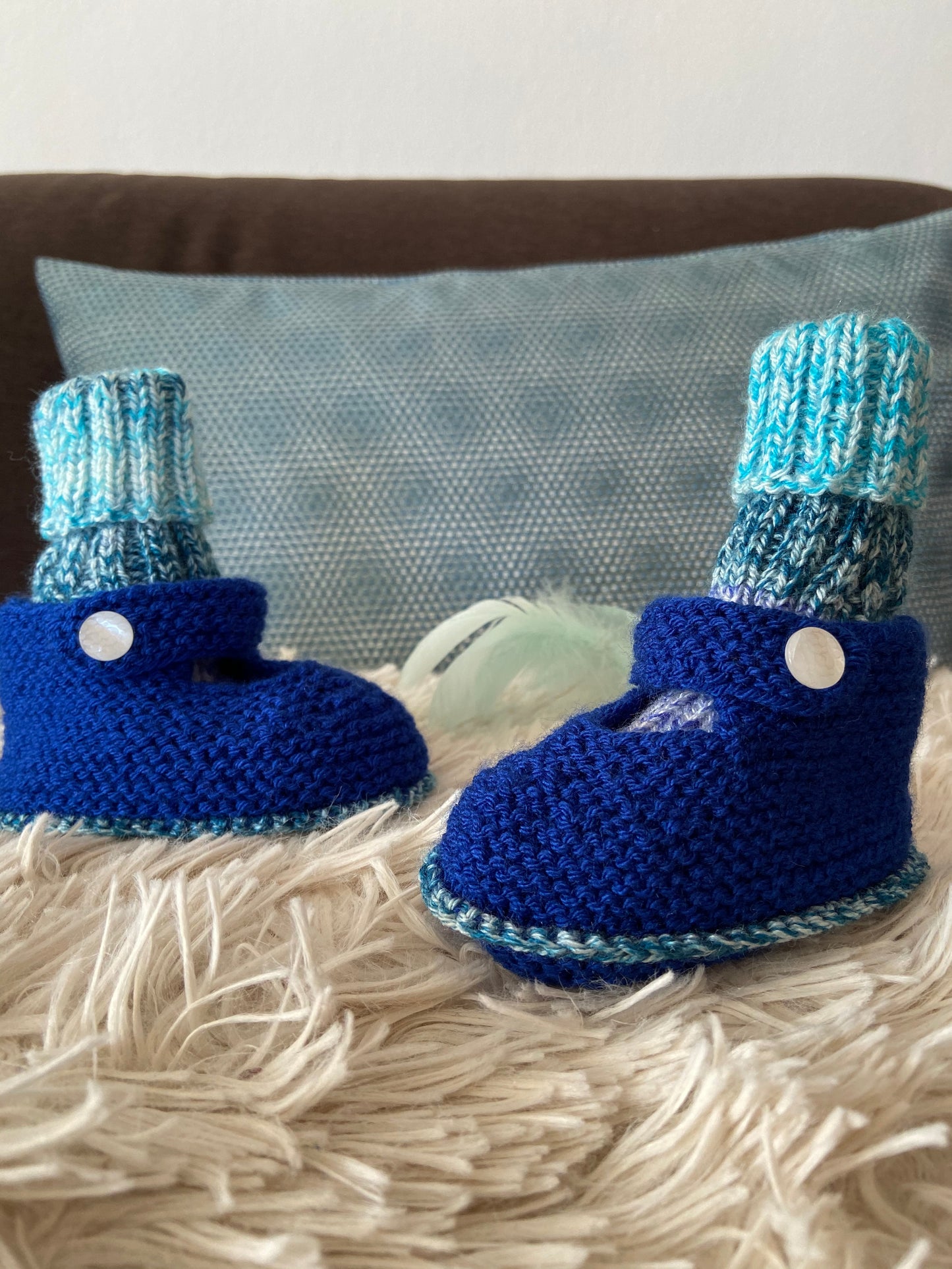 Babyschuhe & -socken Royalblau / Blau-Türkis meliert