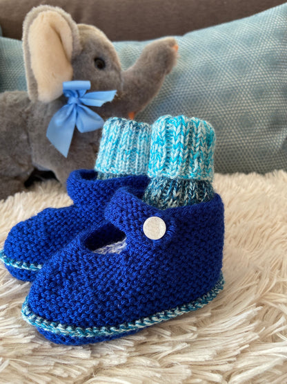 Babyschuhe & -socken Royalblau / Blau-Türkis meliert