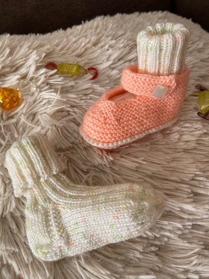 Babyschuhe & -socken Lachs / Creme-Lachs meliert