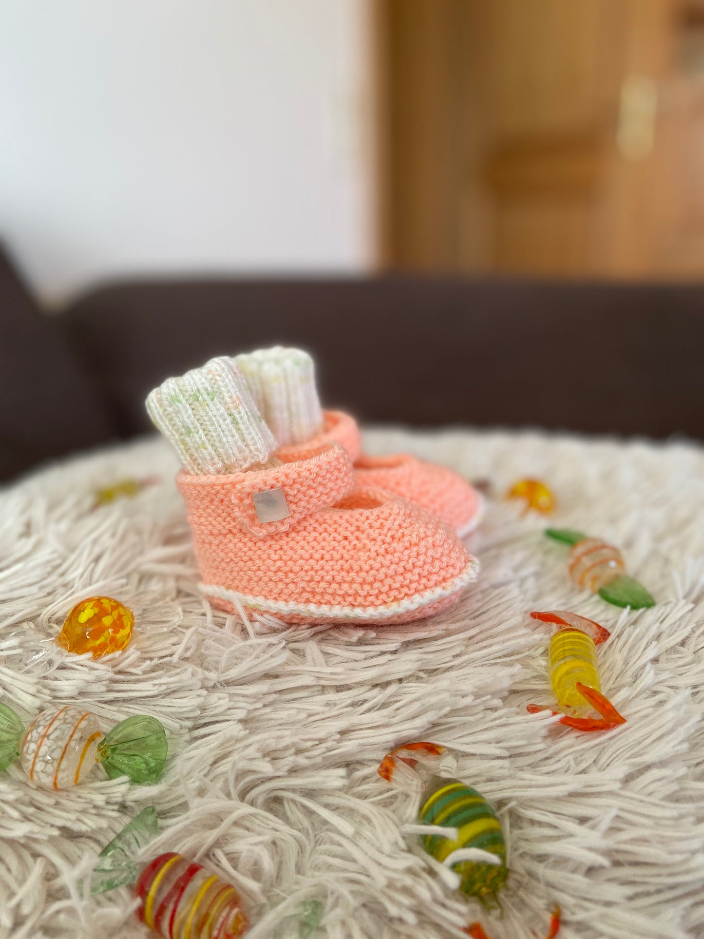 Babyschuhe & -socken Lachs / Creme-Lachs meliert