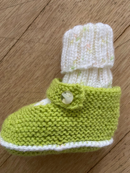 Babyschuhe & -socken Apfelgrün / Weiß meliert