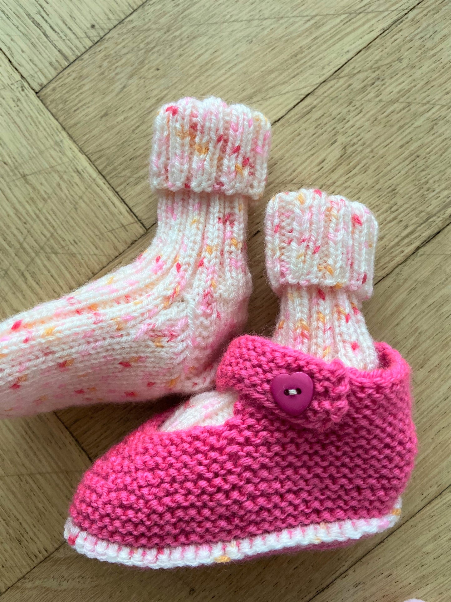 Babyschuhe & -socken Pink / Creme-Pink meliert