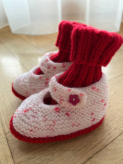 Babyschuhe & -socken Weiß-Rot meliert / Rot