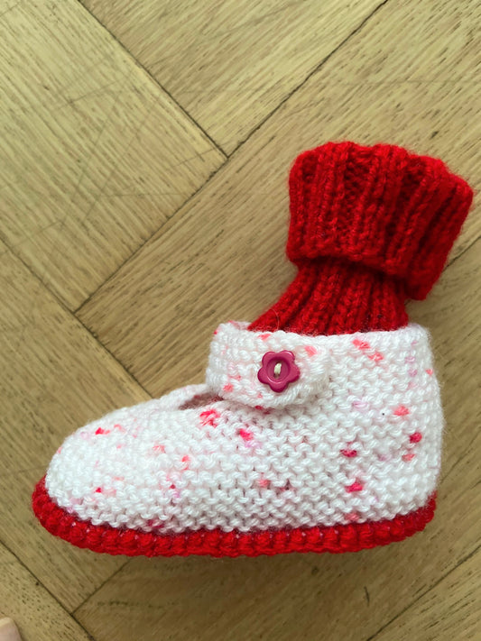 Babyschuhe & -socken Weiß-Rot meliert / Rot