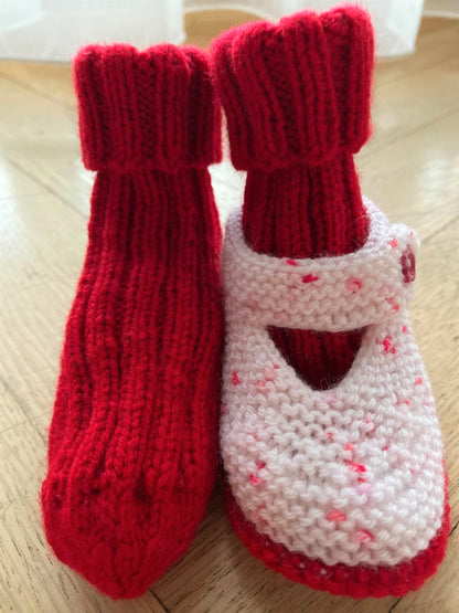 Babyschuhe & -socken Weiß-Rot meliert / Rot